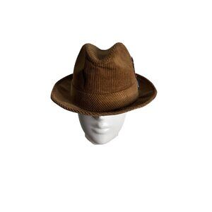 Vintage United Hatters Cap & Millinery Men's Tan Corduroy Fedora Hat Size 6 7/8